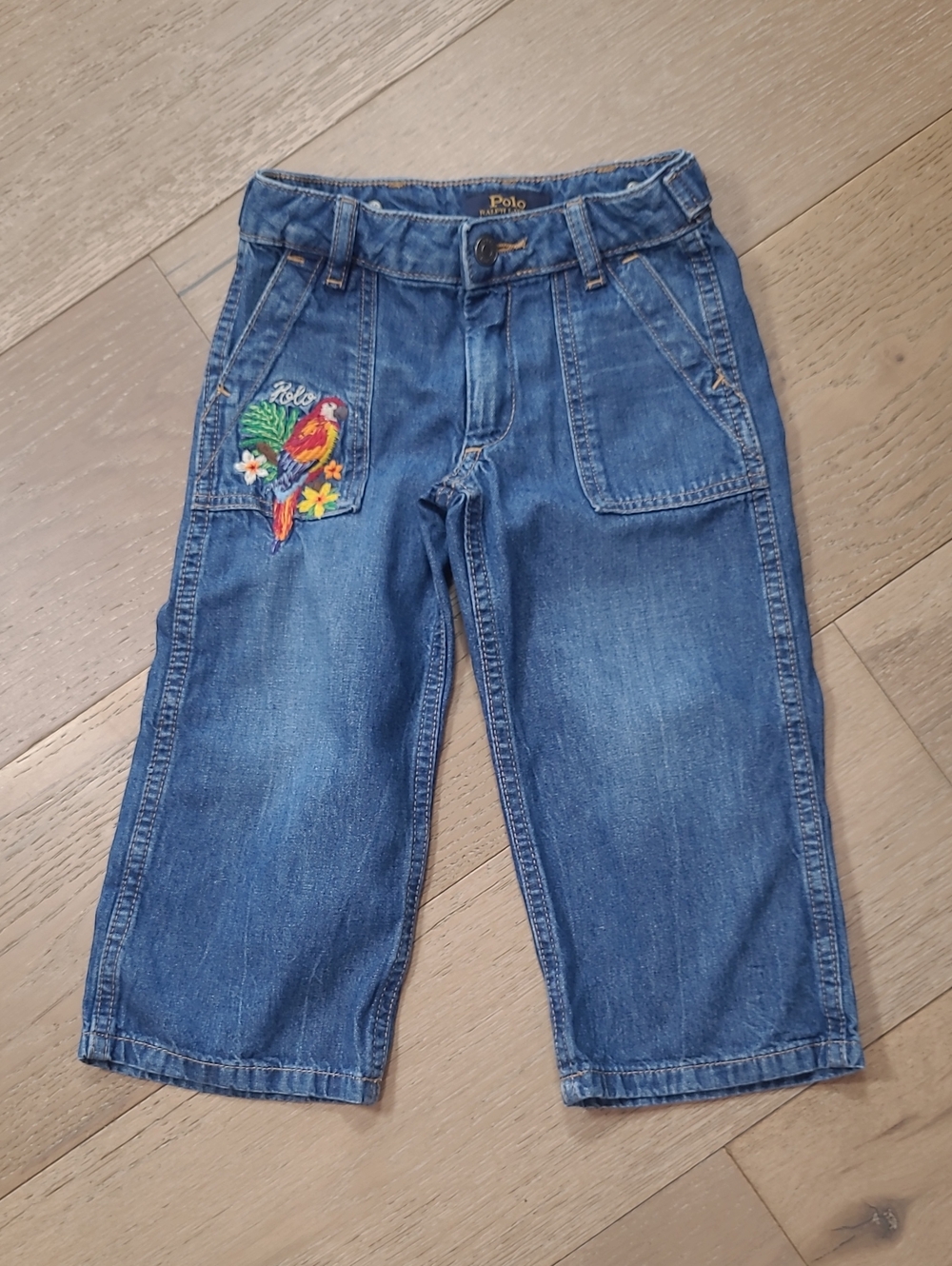 Polo Ralph Lauren Jeans Kids sz 3T Wide Leg Tropical Embroidered Toddler Jeans